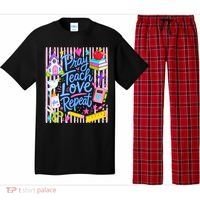 Pray Teach Love Repeat Christian Teacher Striped Pajama Set thumb 0