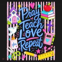 Pray Teach Love Repeat Christian Teacher Striped Women's Hoodie thumb 2