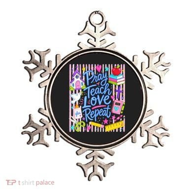 Pray Teach Love Repeat Christian Teacher Striped Ornament