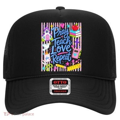 Pray Teach Love Repeat Christian Teacher Striped Hat