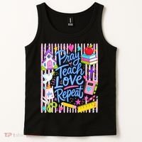 Pray Teach Love Repeat Christian Teacher Striped Tank Top thumb 2