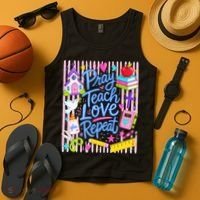 Pray Teach Love Repeat Christian Teacher Striped Tank Top thumb 4