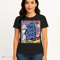 Pray Teach Love Repeat Christian Teacher Striped Women's T-Shirt thumb 4