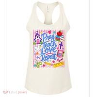 Pray Teach Love Repeat Christian Teacher Striped Women's Tank Top thumb 0