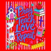 Pray Teach Love Repeat Christian Teacher Striped Santa Hat thumb 1