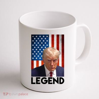 President Trump Legend American Flag Coffee Mug back