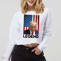 President Trump Legend American Flag Cropped Pullover Crew thumb 2