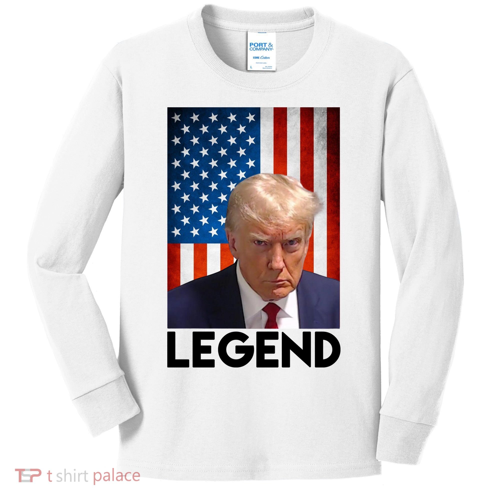 President Trump Legend American Flag Kids Long Sleeve Shirt