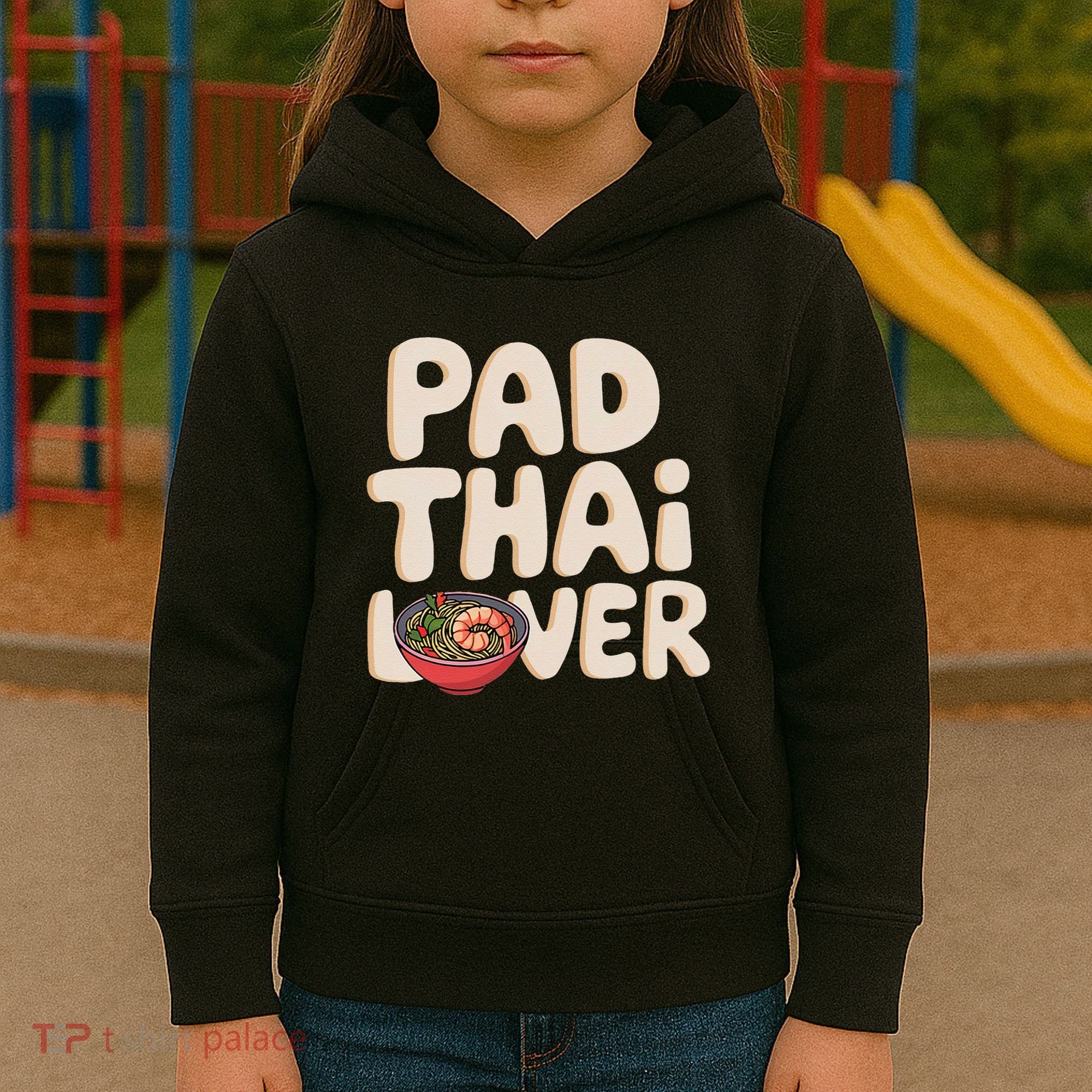Pad Thai Lover Funny Humor Food Text Joke Loves Pad Thai Kids Hoodie