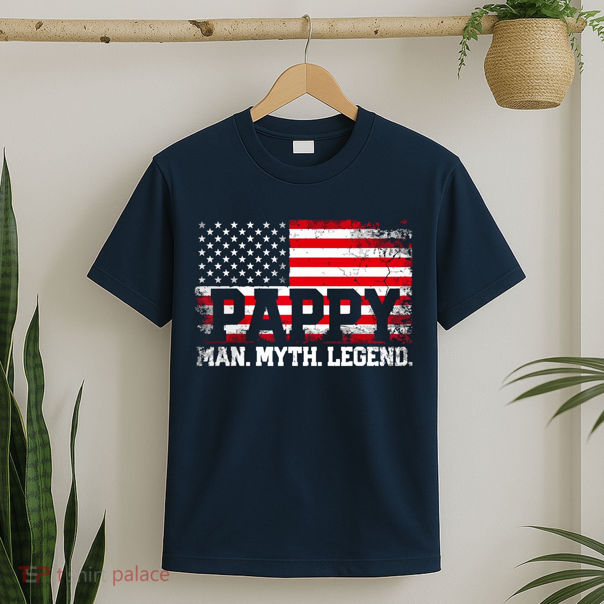 Pappy The Man The Myth The Legend Us American Flag Vintage For Grandpa T-Shirt