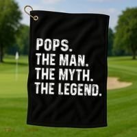 Pops The Man The Myth The Legend Fathers Day Gift Golf Towel thumb 1