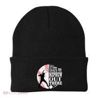 Proud ThatS My Nephew Out There Baseball Aunt Uncle Graphic Beanie thumb 0