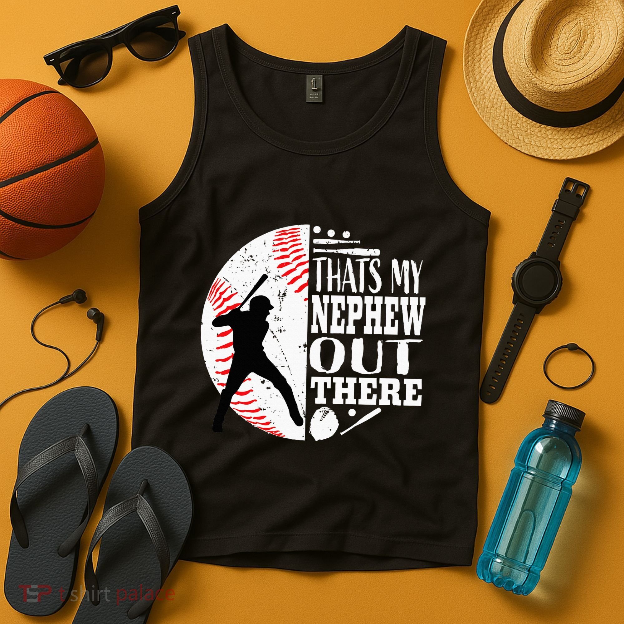 Proud ThatS My Nephew Out There Baseball Aunt Uncle Graphic Tank Top