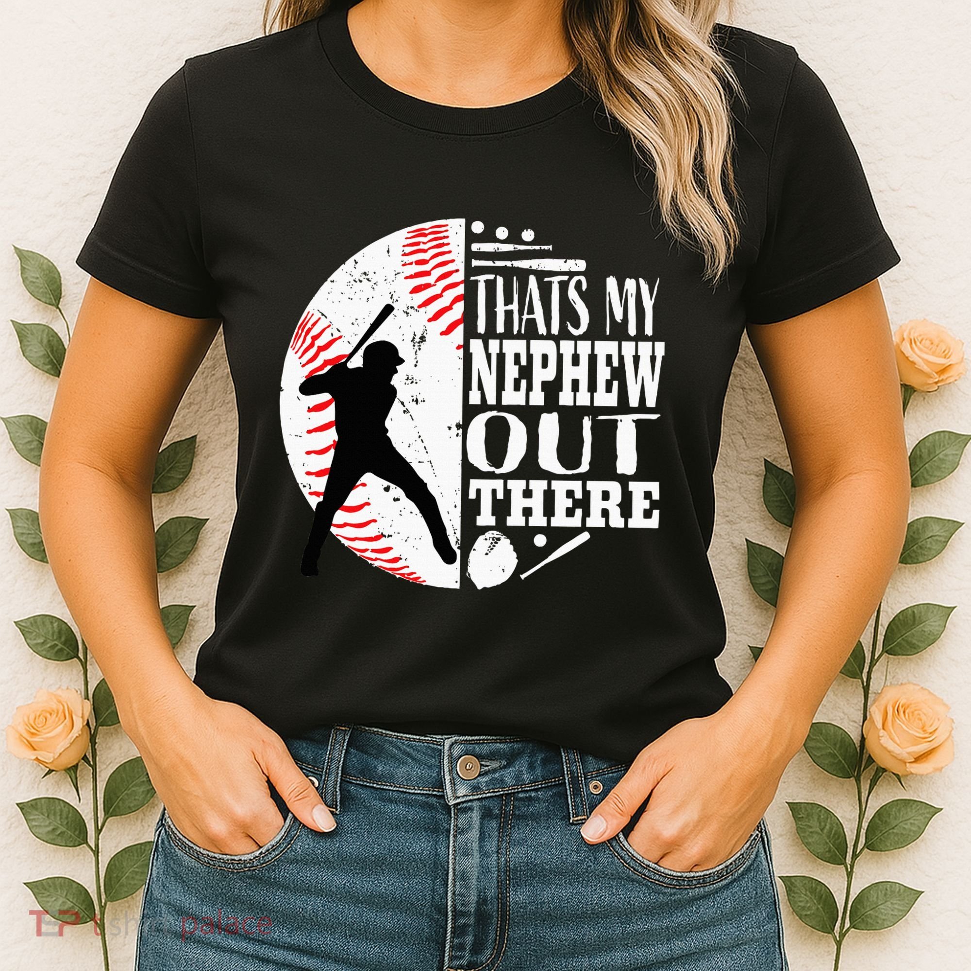 Proud ThatS My Nephew Out There Baseball Aunt Uncle Graphic Women's T-Shirt