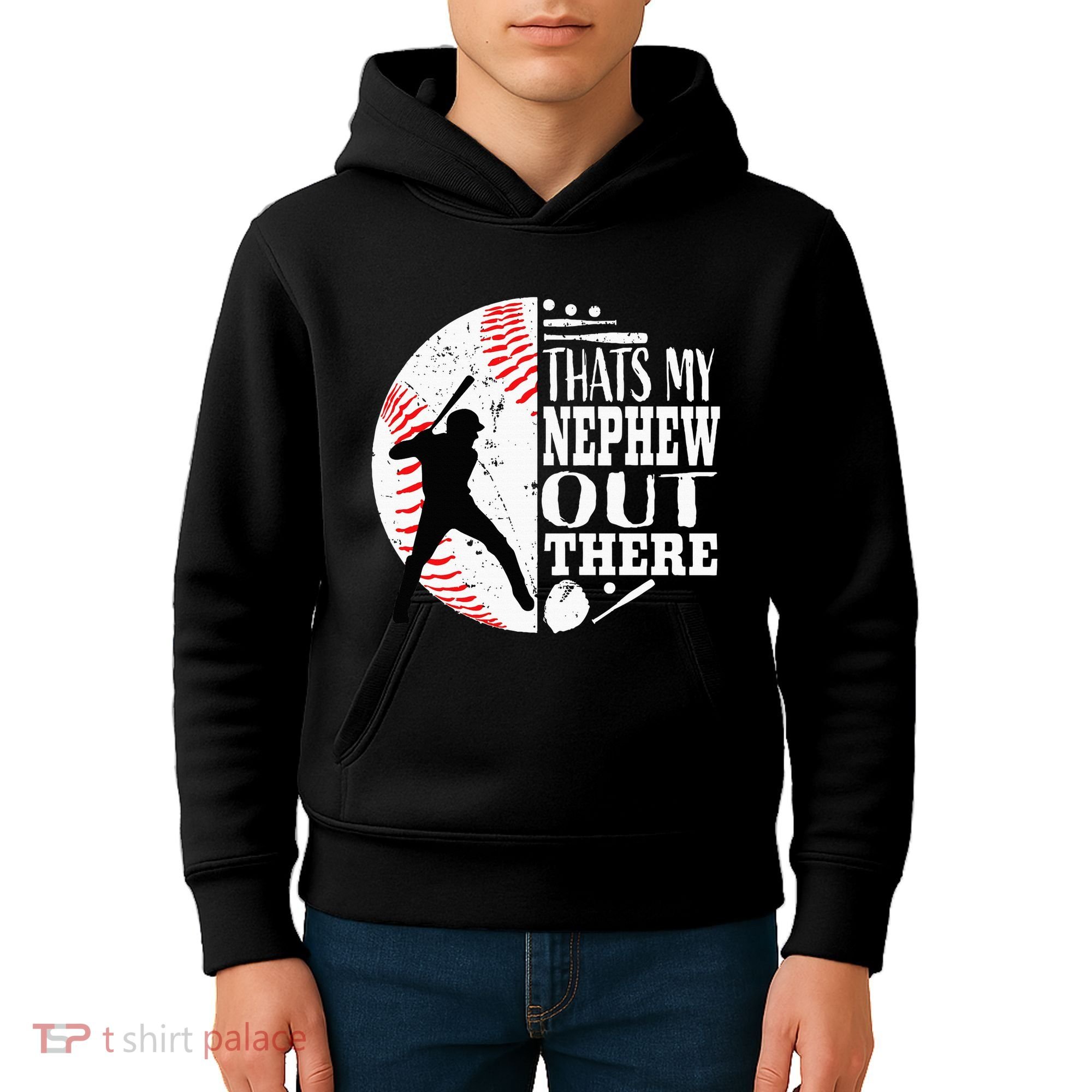 Proud ThatS My Nephew Out There Baseball Aunt Uncle Graphic Kids Hoodie
