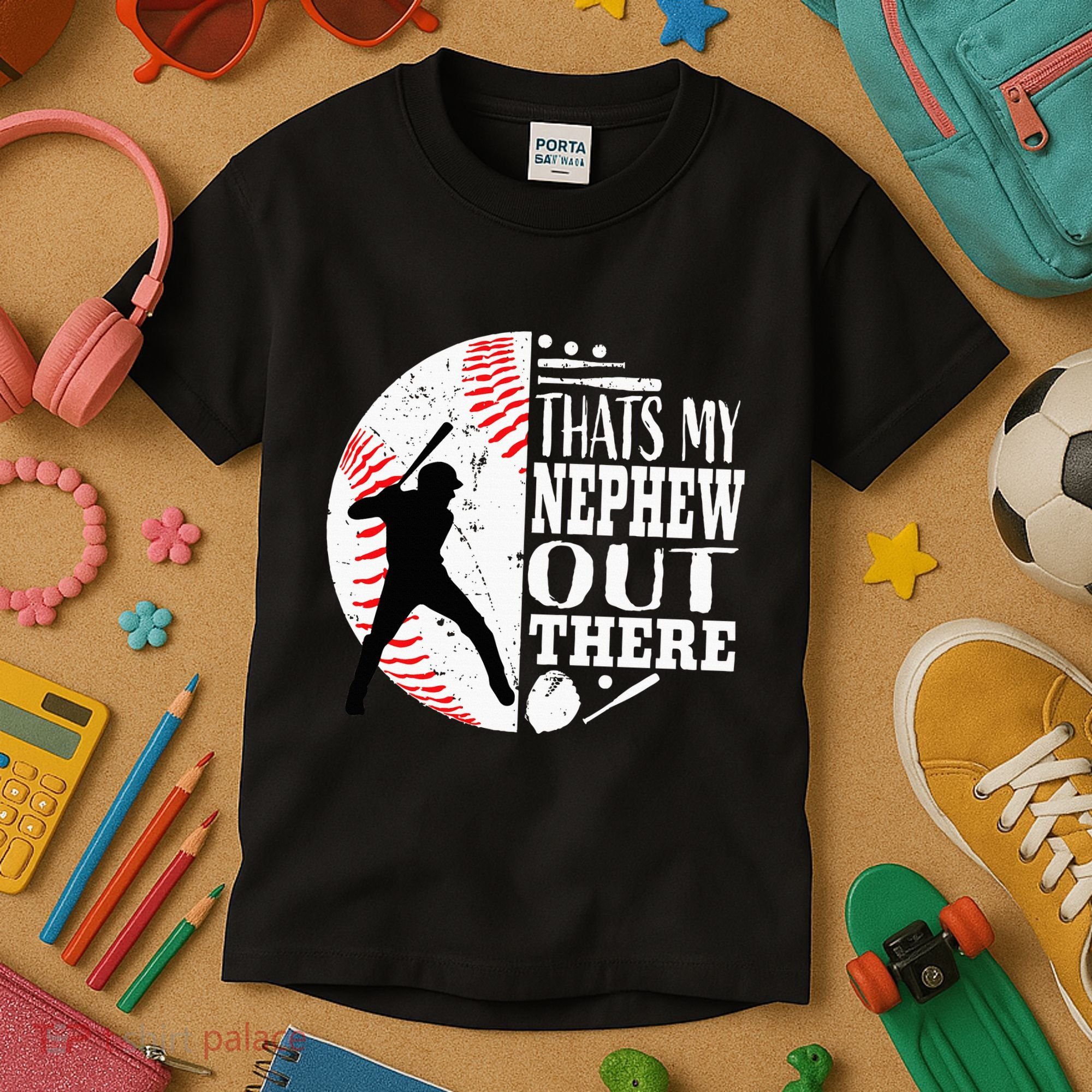 Proud ThatS My Nephew Out There Baseball Aunt Uncle Graphic Kids T-Shirt