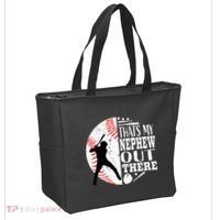 Proud ThatS My Nephew Out There Baseball Aunt Uncle Graphic Tote Bag thumb 2