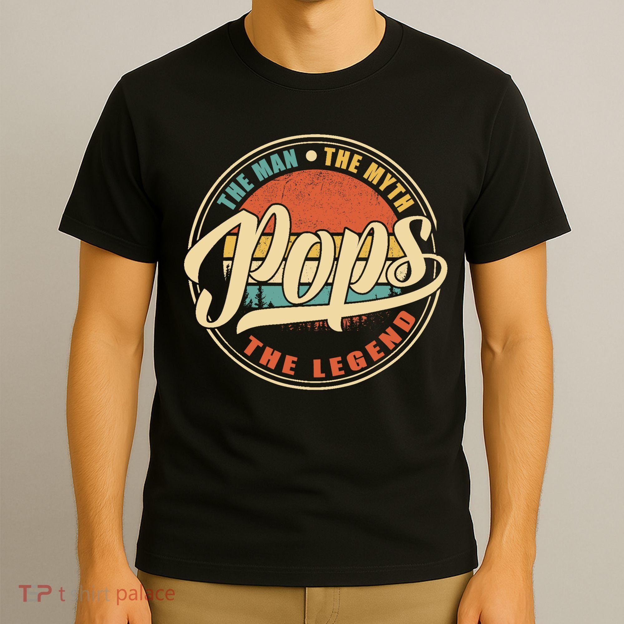 Pops The Man The Myth The Legend Vintage Retro Fathers Day T-Shirt