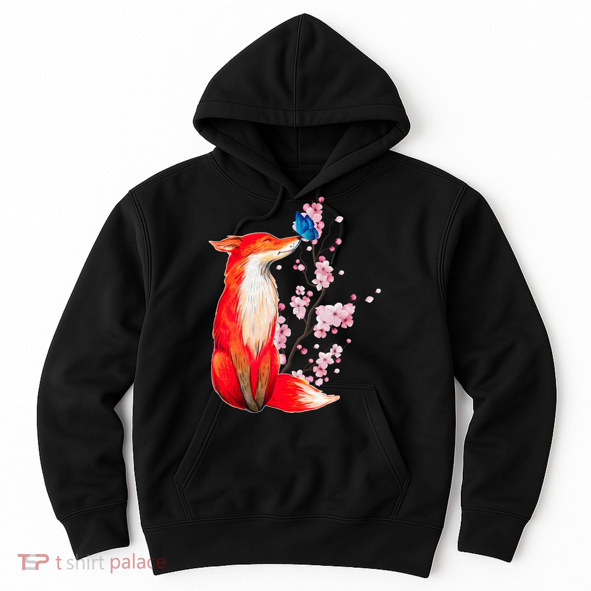 Pleased To Meet You, Japanese Fox With Cherry Blossoms Hoodie