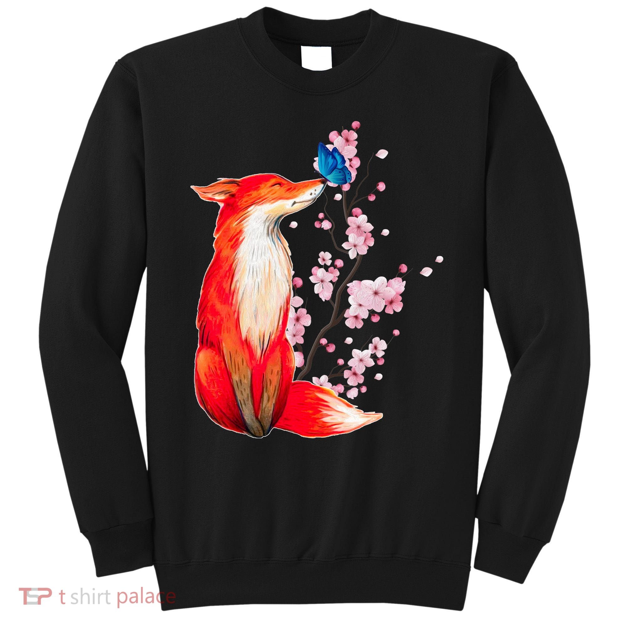 Pleased To Meet You, Japanese Fox With Cherry Blossoms Sweatshirt