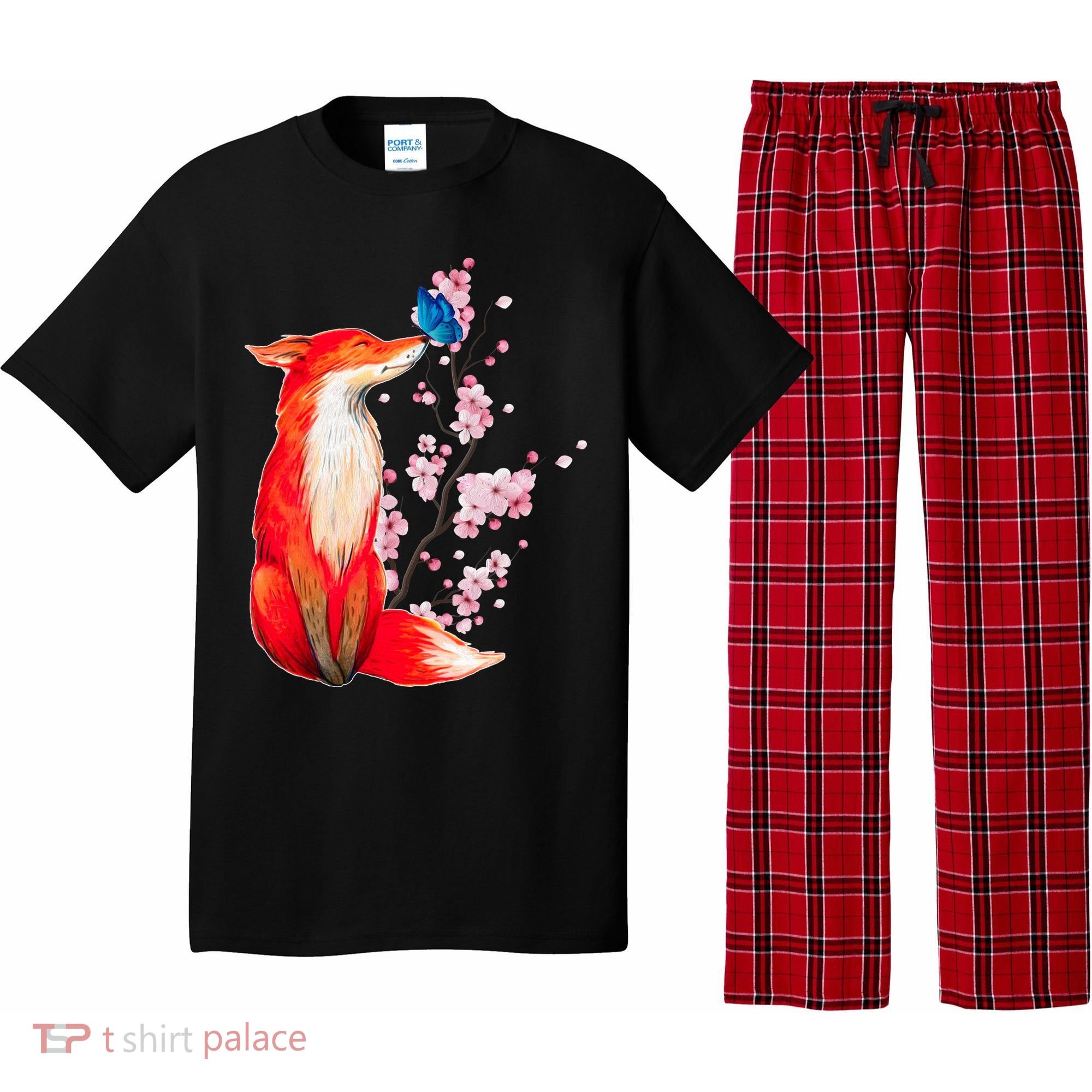 Pleased To Meet You, Japanese Fox With Cherry Blossoms Pajama Set
