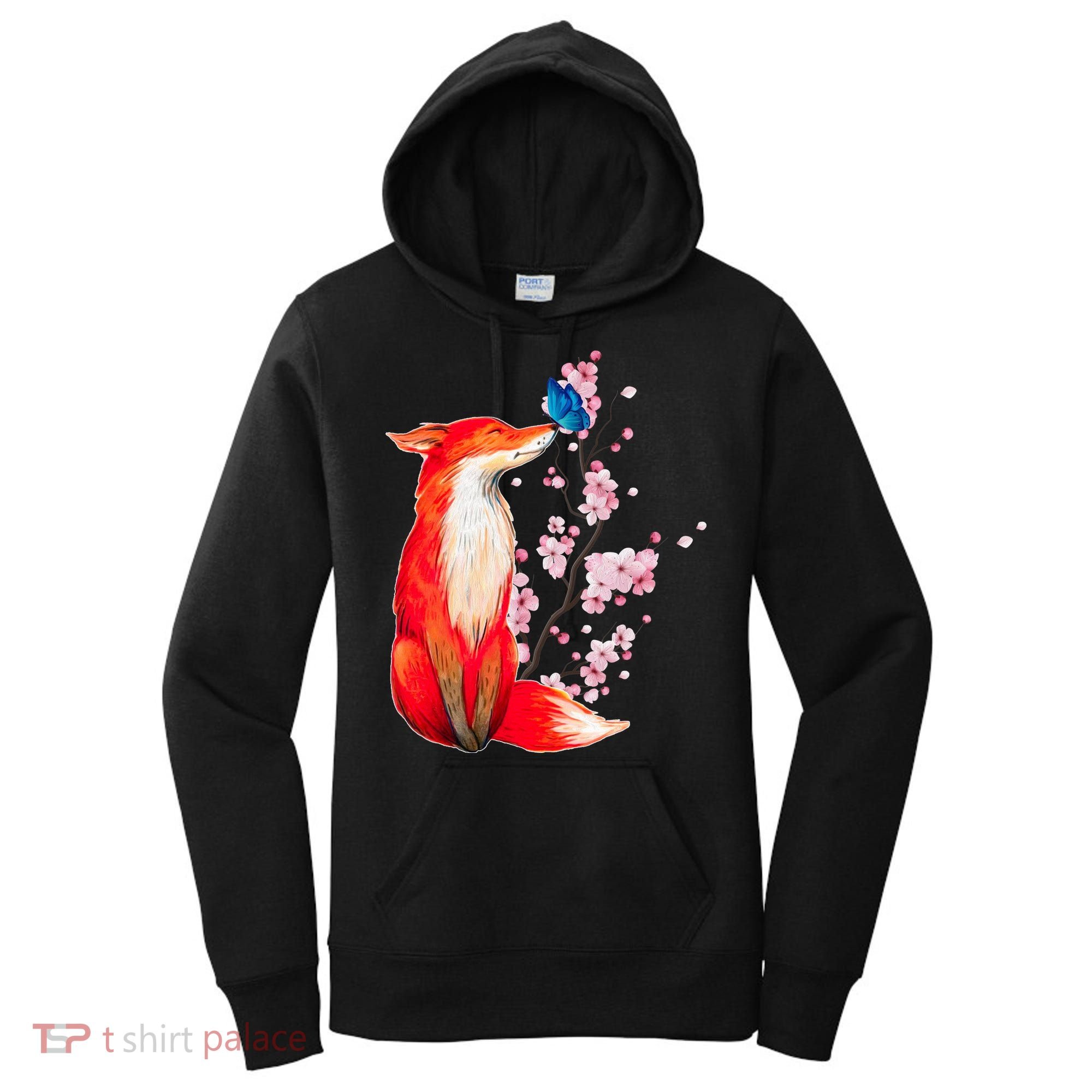 Pleased To Meet You, Japanese Fox With Cherry Blossoms Women's Hoodie