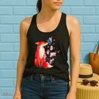 Pleased To Meet You, Japanese Fox With Cherry Blossoms Women's Tank Top thumb 2