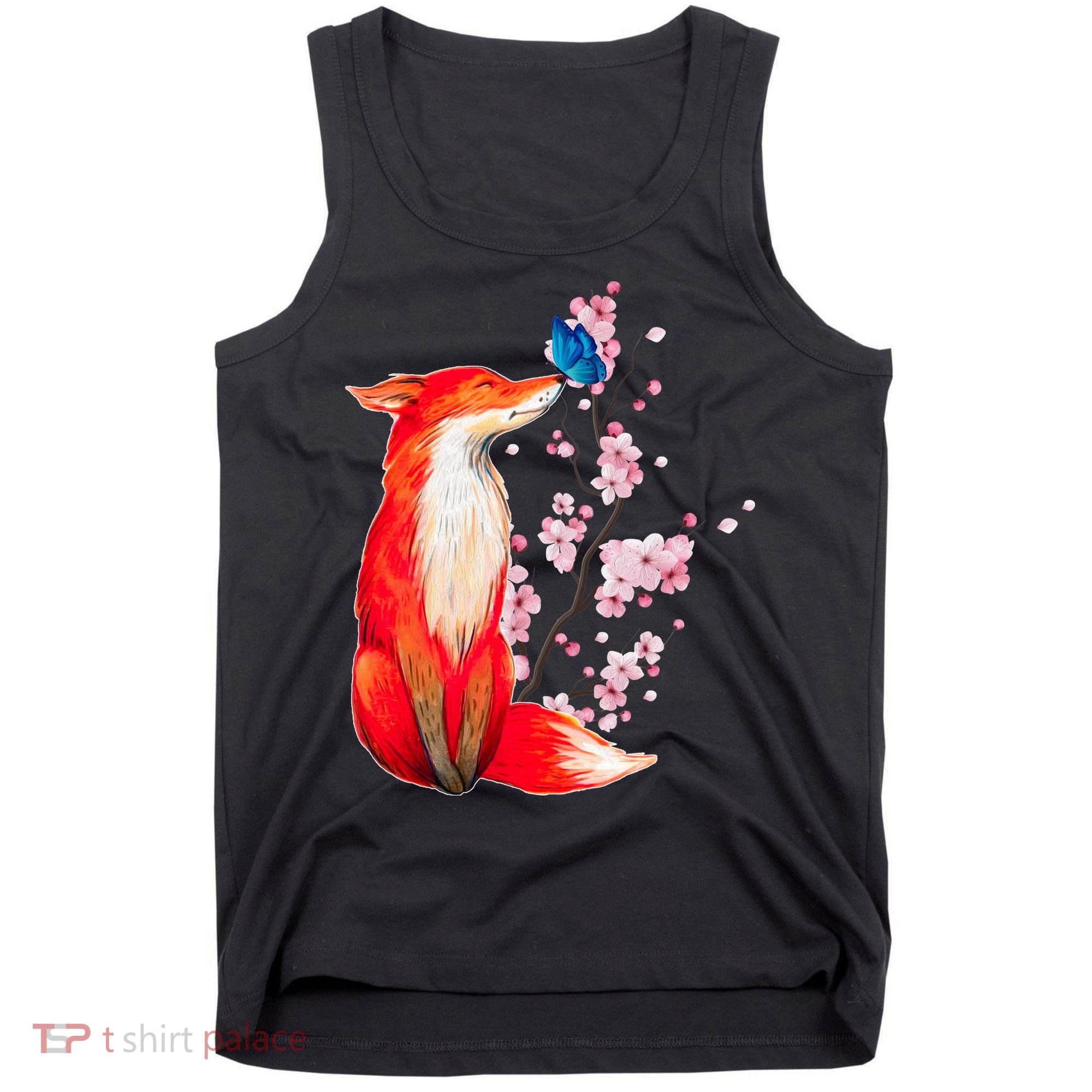 Pleased To Meet You, Japanese Fox With Cherry Blossoms Tank Top
