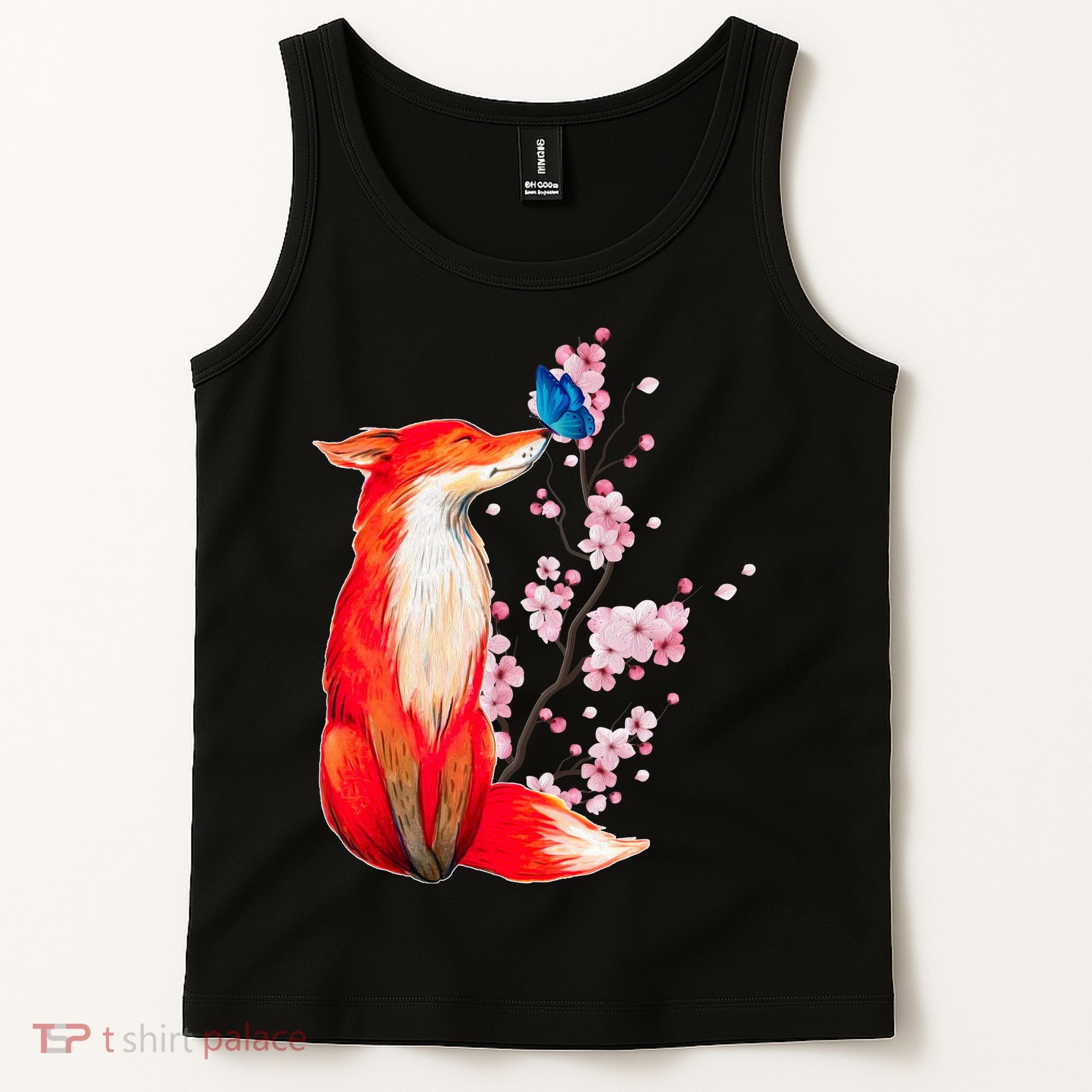 Pleased To Meet You, Japanese Fox With Cherry Blossoms Tank Top