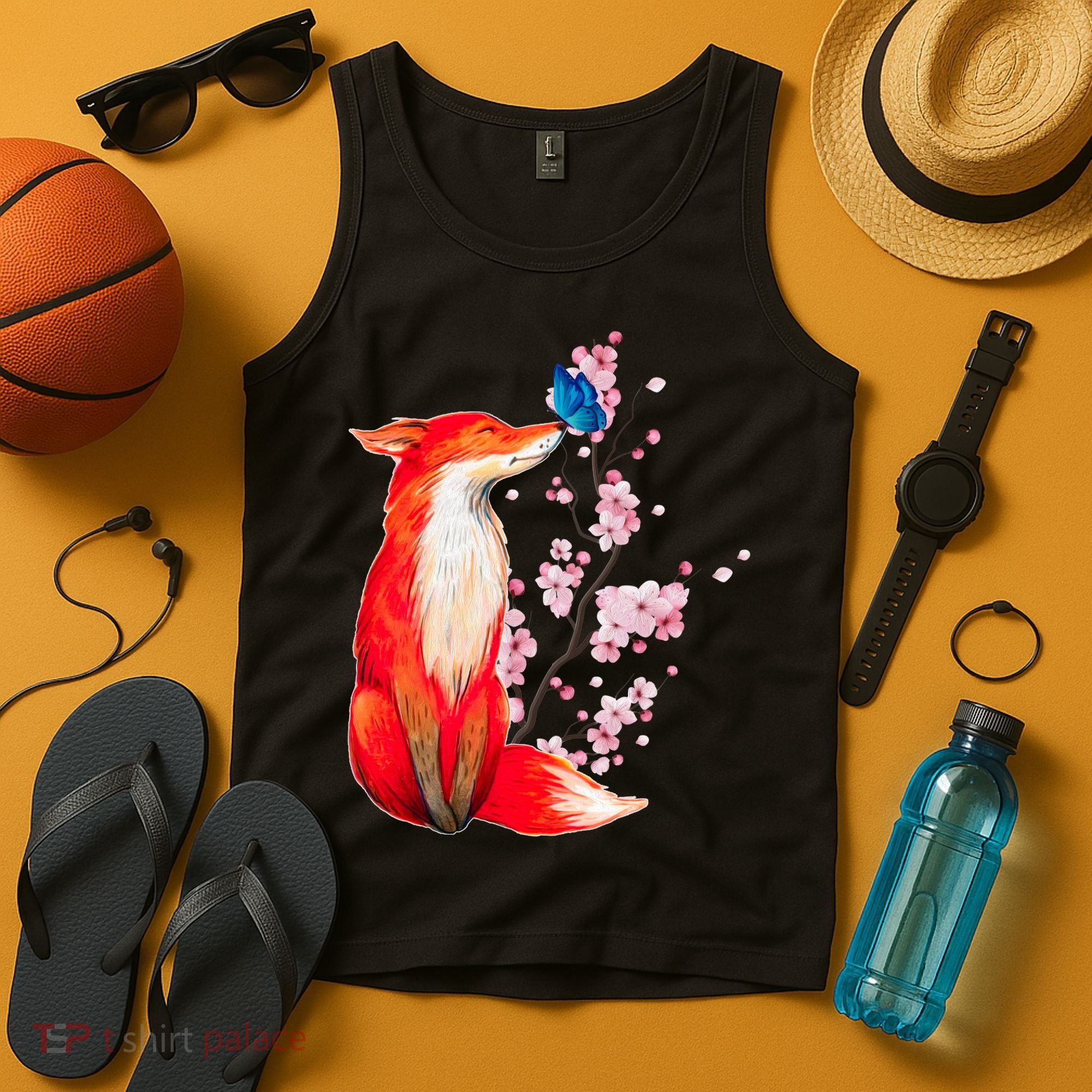 Pleased To Meet You, Japanese Fox With Cherry Blossoms Tank Top