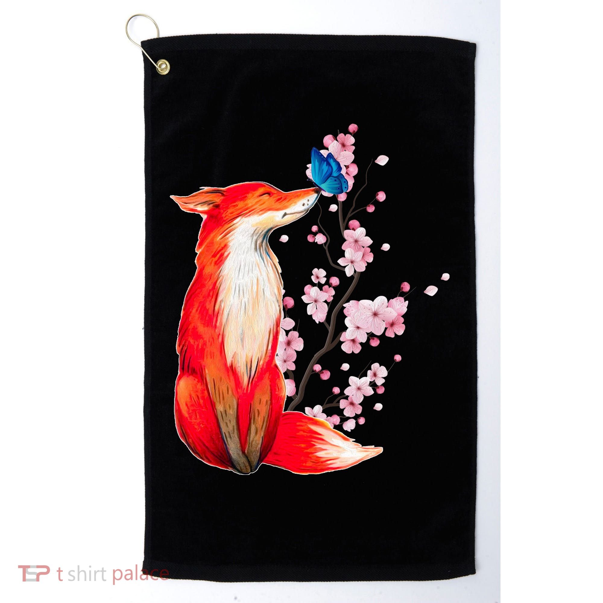 Pleased To Meet You, Japanese Fox With Cherry Blossoms Golf Towel