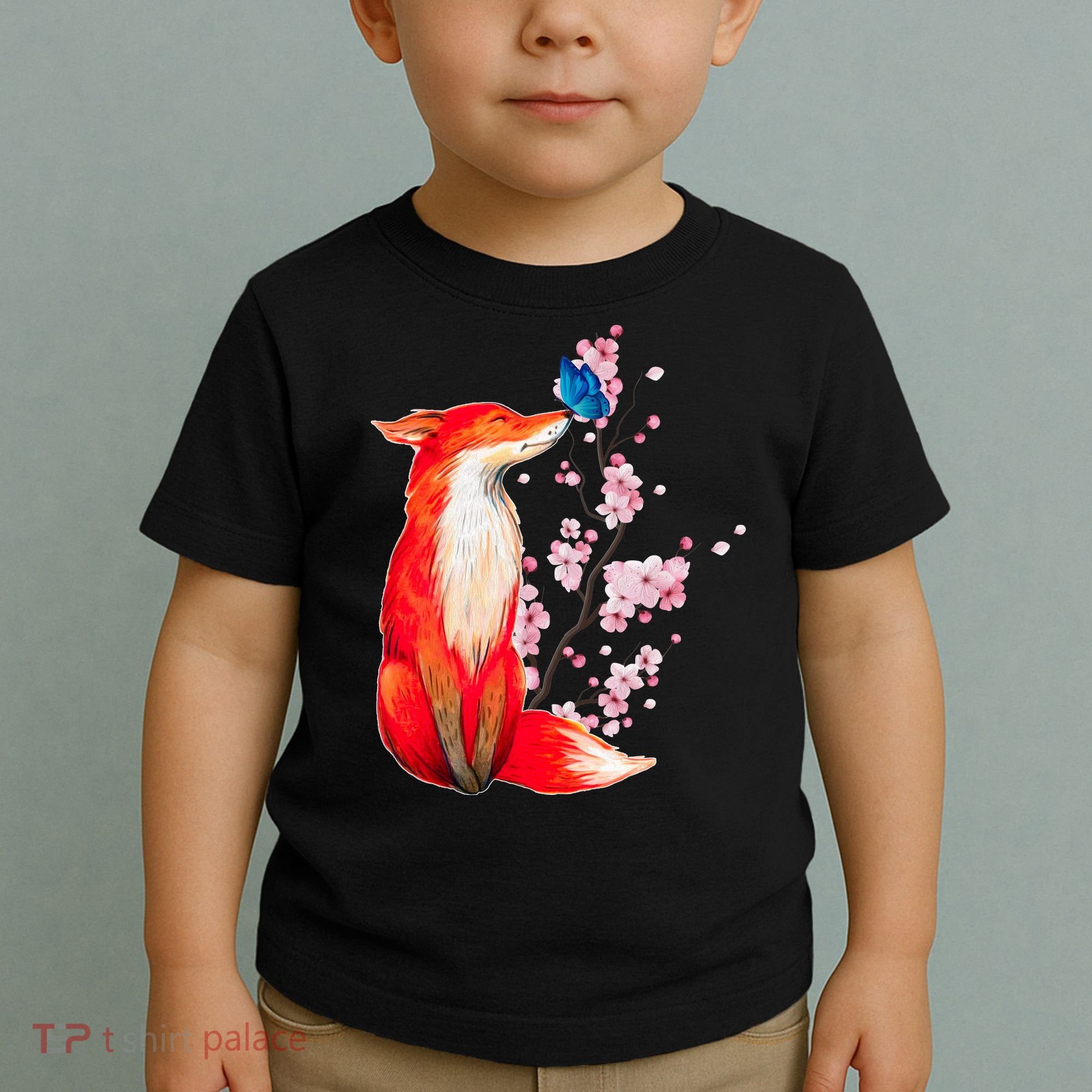 Pleased To Meet You, Japanese Fox With Cherry Blossoms Toddler T-Shirt