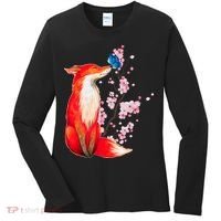 Pleased To Meet You, Japanese Fox With Cherry Blossoms Women's Long Sleeve Shirt thumb 0