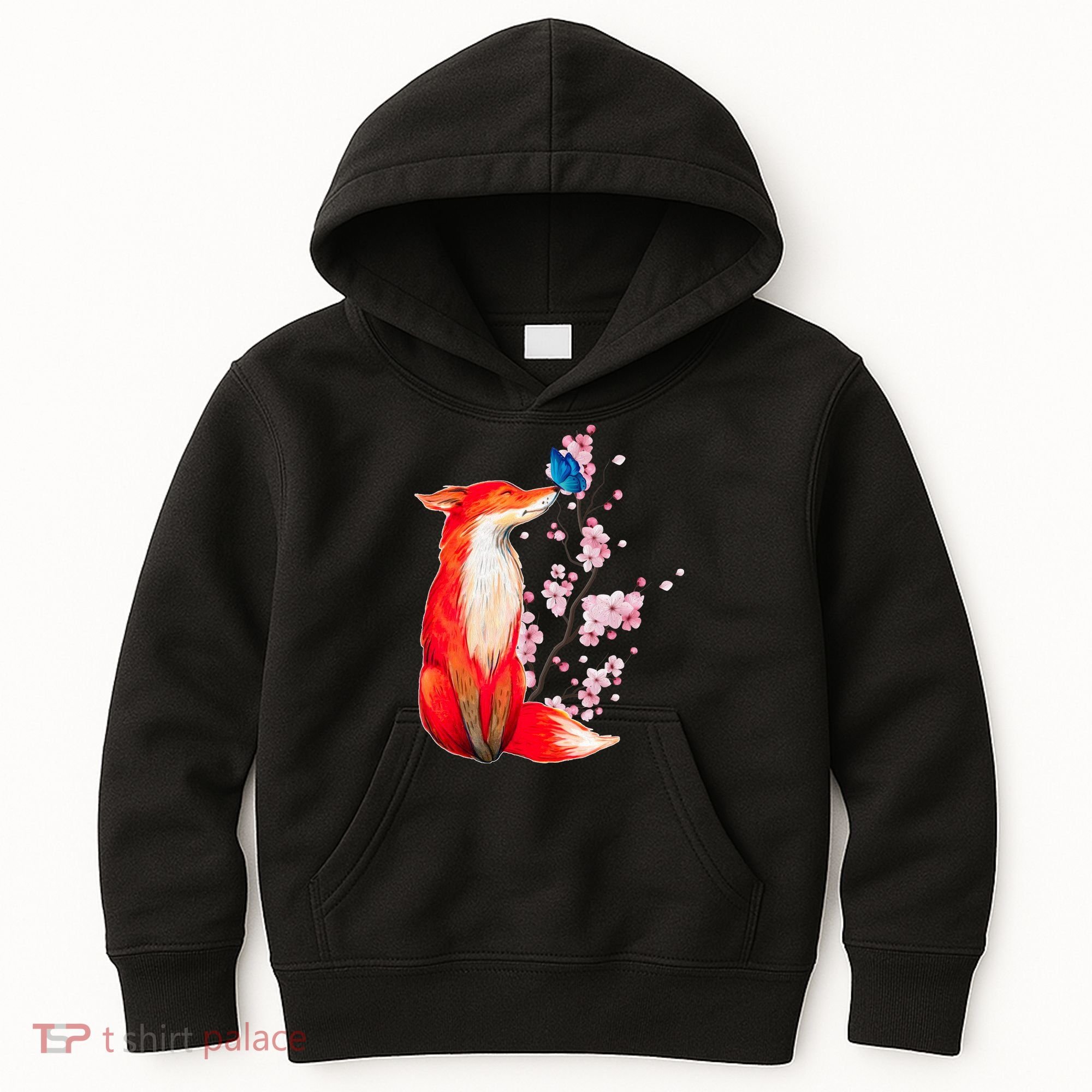 Pleased To Meet You, Japanese Fox With Cherry Blossoms Kids Hoodie