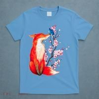 Pleased To Meet You, Japanese Fox With Cherry Blossoms T-Shirt thumb 4