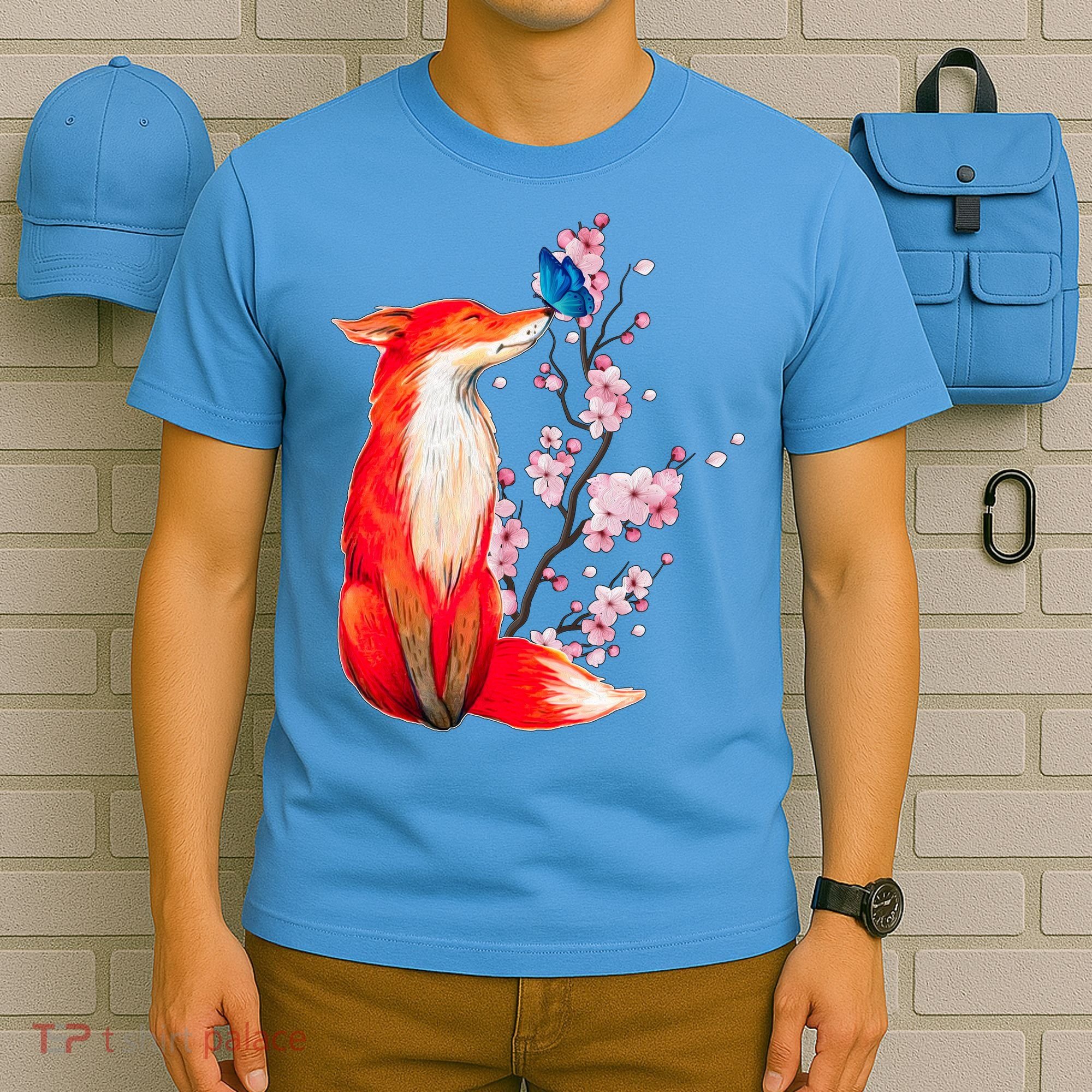 Pleased To Meet You, Japanese Fox With Cherry Blossoms T-Shirt