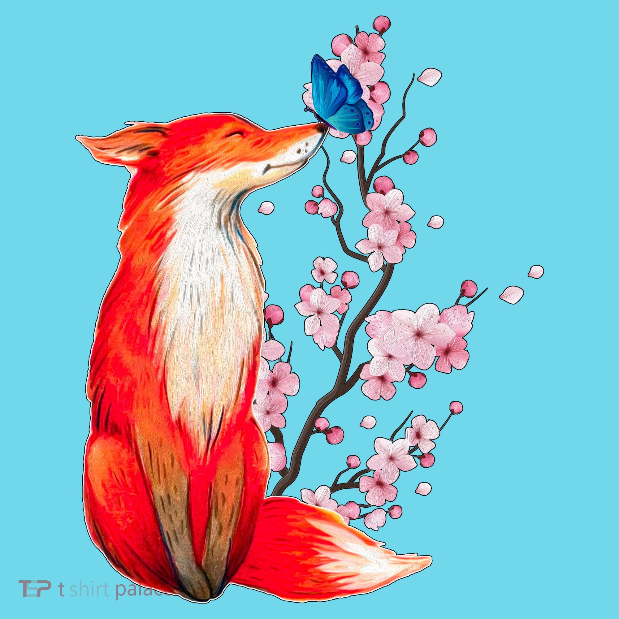 Pleased To Meet You, Japanese Fox With Cherry Blossoms T-Shirt