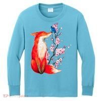 Pleased To Meet You, Japanese Fox With Cherry Blossoms Kids Long Sleeve Shirt thumb 0