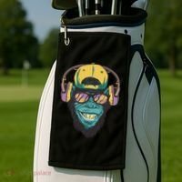 Palm Tree Music Monkey Golf Towel thumb 2
