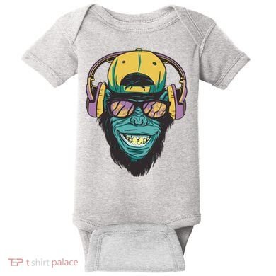 Palm Tree Music Monkey Baby Bodysuit