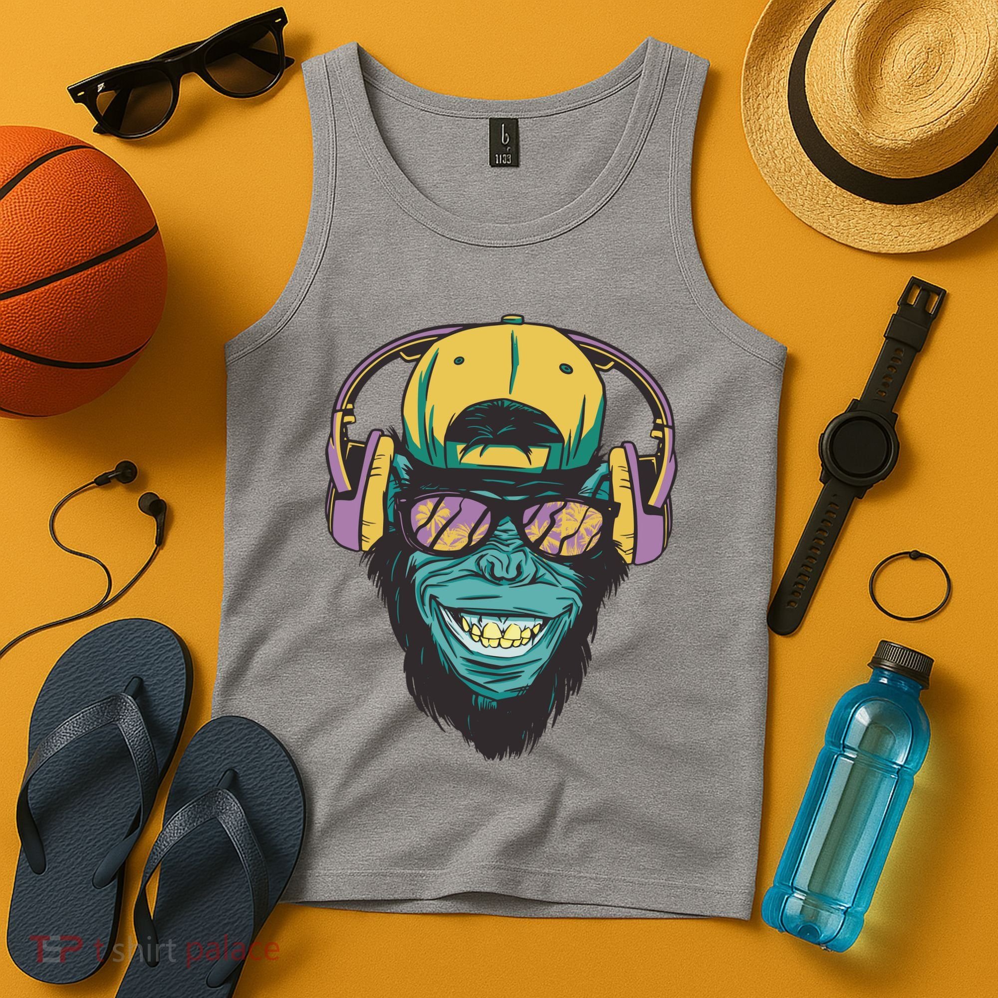 Palm Tree Music Monkey Tank Top