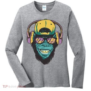 Palm Tree Music Monkey Women's Long Sleeve Shirt