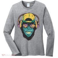 Palm Tree Music Monkey Women's Long Sleeve Shirt thumb 0