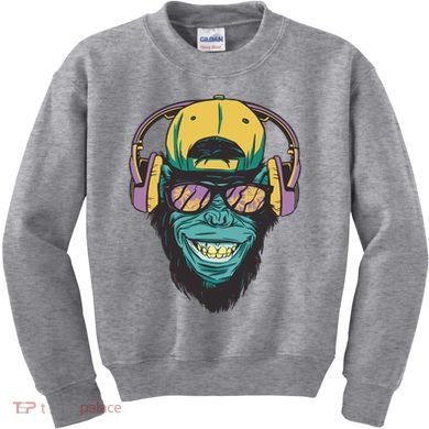 Palm Tree Music Monkey Kids Sweatshirt
