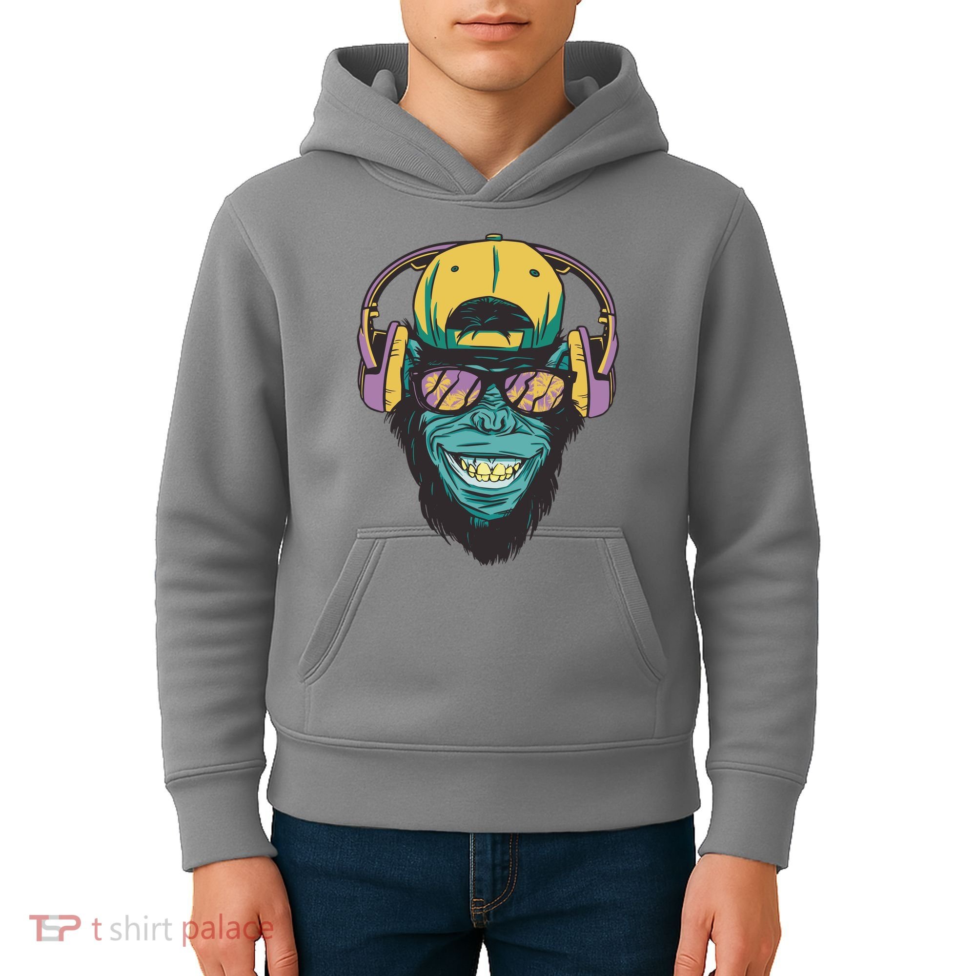 Palm Tree Music Monkey Kids Hoodie