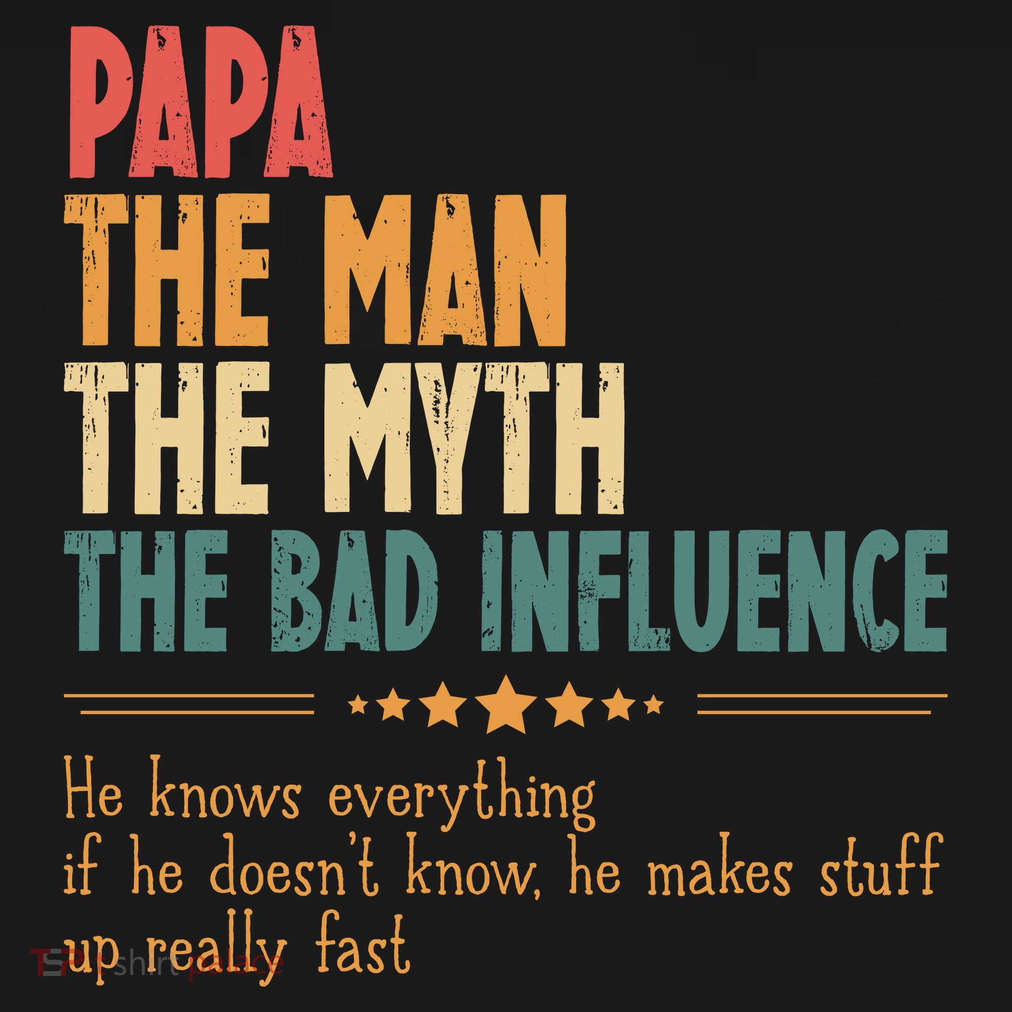 Papa The Man The Myth The Bad Influence Fathers Day T-Shirt