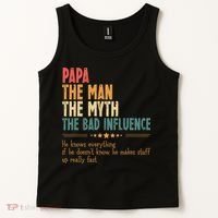 Papa The Man The Myth The Bad Influence Fathers Day Tank Top thumb 2