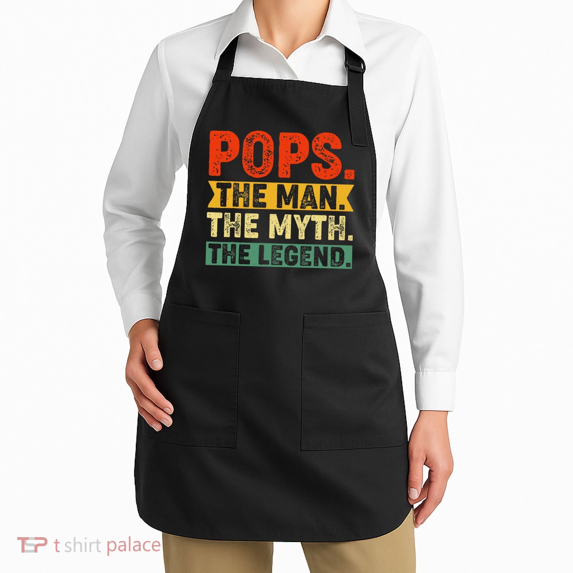 POPS THE MAN THE MYTH THE LEGEND Grandpa Gift For Dad Apron