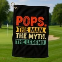 POPS THE MAN THE MYTH THE LEGEND Grandpa Gift For Dad Golf Towel thumb 1