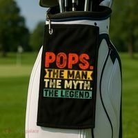 POPS THE MAN THE MYTH THE LEGEND Grandpa Gift For Dad Golf Towel thumb 2